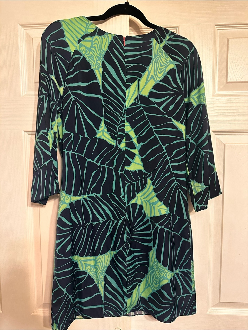 Lily Pulitzer Women's Navy and Lime Leaf-Print Dress